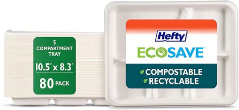 Hefty Ecosave Compostable Disposable Compartment Paper Plates Dinner