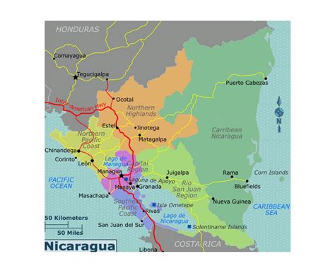 Nicaragua Large Detailed Political Map Large Detailed Political Map Of