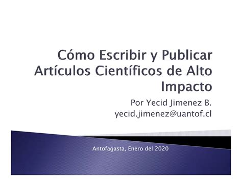 C Mo Escribir Y Publicar Art Culos Cient Ficos Pdf