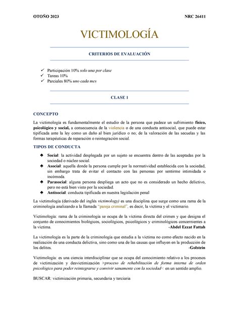 Victimología Apuntes De Victimologia VictimologÍa Criterios De