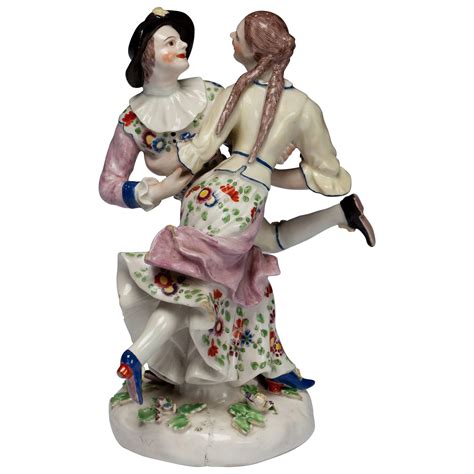 Harlequin And Columbine Dancing Commedia Dellarte Bow Porcelain