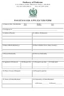 Pakistan Visa Application Form printable pdf download