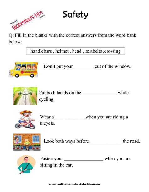 Safety Worksheets For Grade 1 3