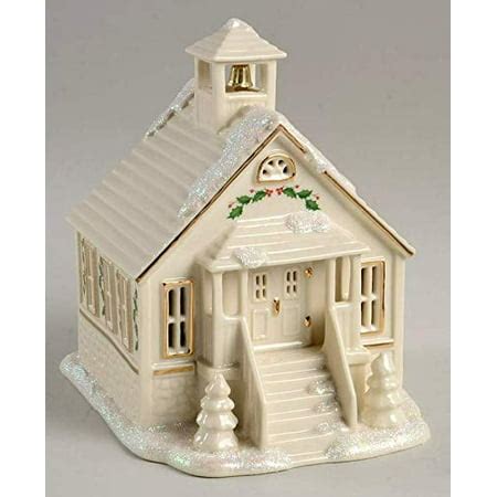 Lenox Holiday Christmas Village School House Figurine Lights Up ...