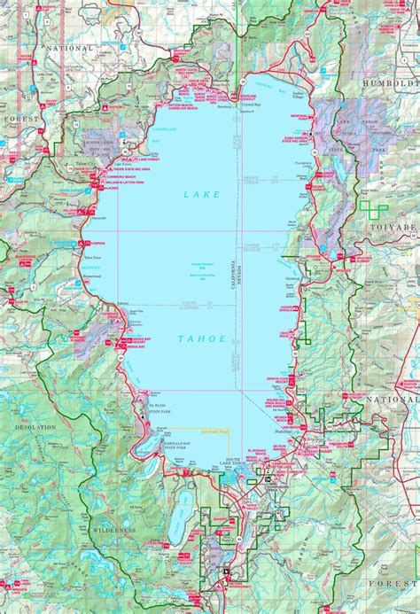 Large Detailed Tourist Map Of Lake Tahoe - Printable Map Of Lake Tahoe ...