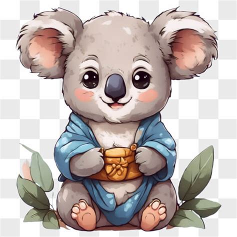 Descarga Oso Koala de Dibujos Animados en un Entorno Botánico KAWAII En