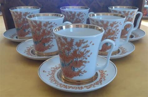 Grandes Tasses Et Sous Tasses Th En Porcelaine Imp Riale Russe