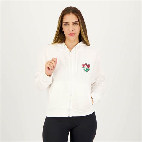 Jaqueta Moletom Fluminense Portlet Feminina Branca Futfanatics