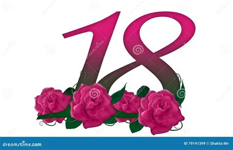 Number 18 Floral Stock Illustration Illustration Of Birthday 79141399