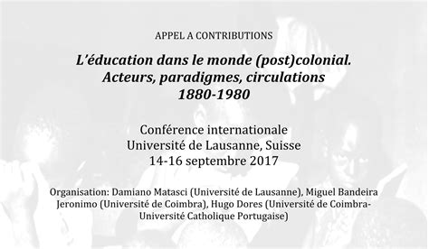 Appel Contribution Pour Le Colloque International L Ducation Dans