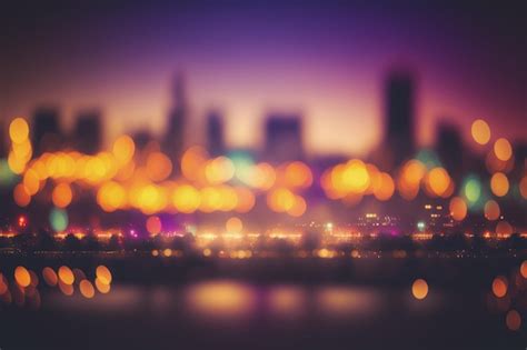 Premium Photo | Abstract background with blurred bokeh city skyline at ...