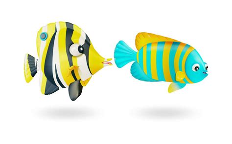 3d Color Cute Sea Fish Set Cartoon Style Vector 26289098 Vector Art At