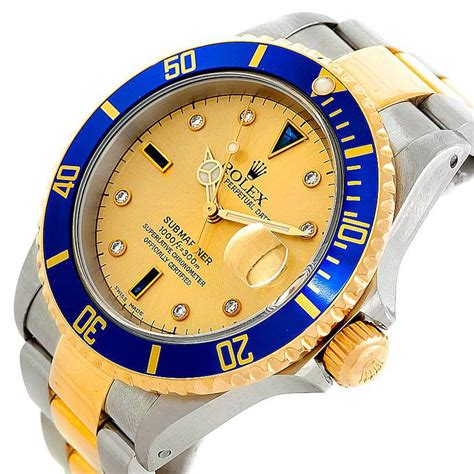 Rolex Submariner Steel Yellow Gold Serti Dial Watch 16613 SwissWatchExpo