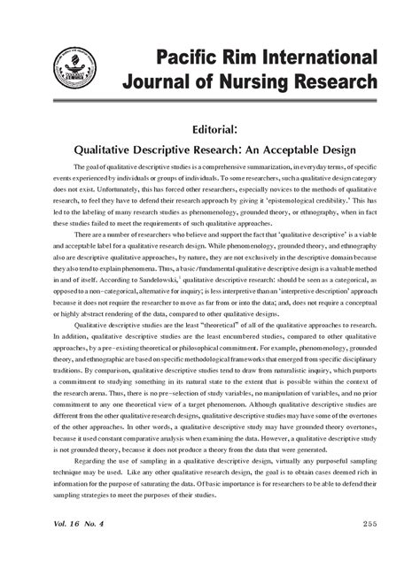 Qualitative Descriptive Research: An Acceptable Design | Study notes Designs and Groups | Docsity