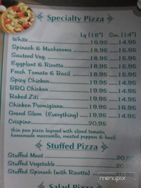 Menu Of Short Stop Pizzeria In Kings Park Ny 11754