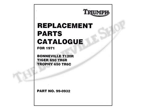 1971 Triumph 650 Bonneville Tiger Trophy T120 TR6 TR6C Part Book-Buy ...