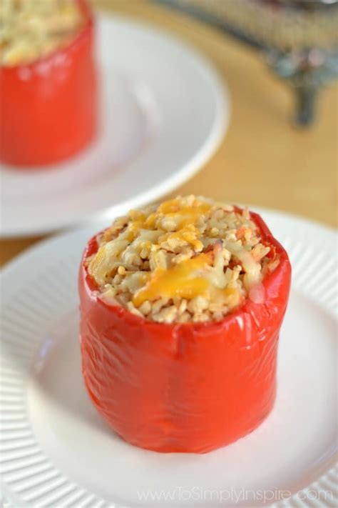 Stuffed Red Peppers With Brown Rice And Turkey To Simply Inspire