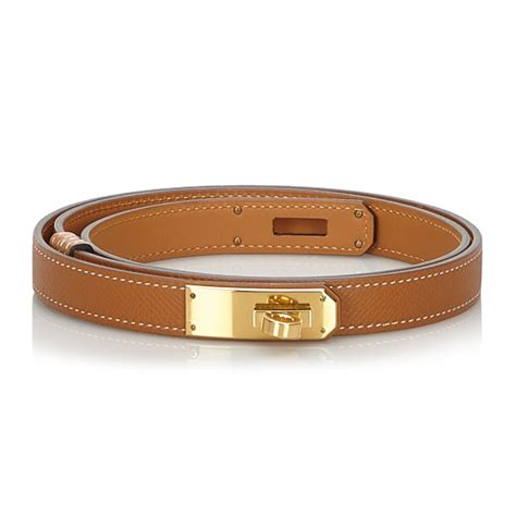 Hermès Vintage Epsom Kelly Belt Brown Gold Leather Belt Luxury