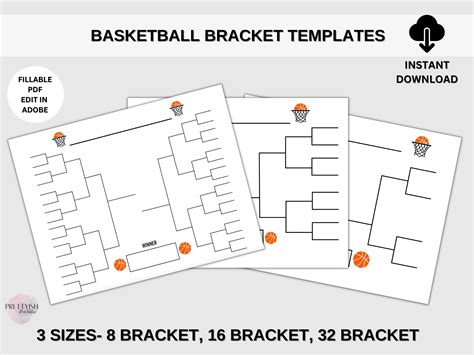 Basketball Sports Bracket Template Tournament Bracket Editable Bracket ...