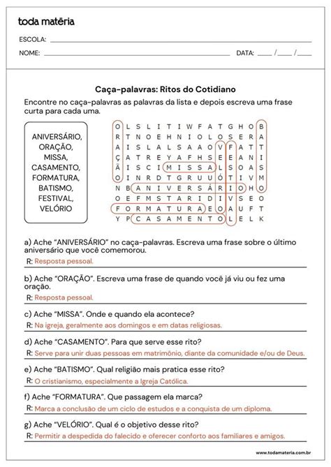 Ritos Religiosos 4 Ano - Atividades sobre ritos religiosos para Ensino Fundamental (para ...