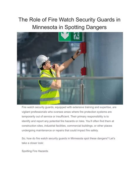 Ppt The Role Of Fire Watch Security Guards In Minnesota In Spotting