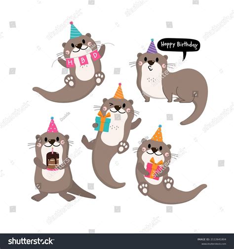 Cute Otter Birthday Party Animal Cartoon Stock Vector (Royalty Free) 2112641804 | Shutterstock