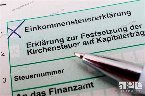 Finanzamt Steuererkl Rung Einreichen Kugelschreiber Stock Photo