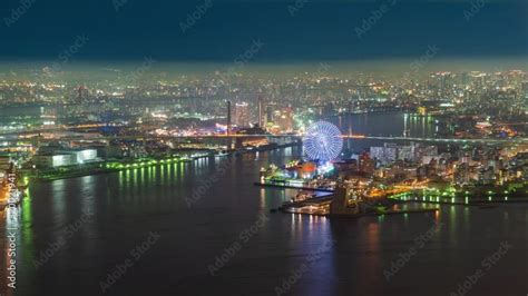 Time Lapse Of Aerial View Of The Ferris Wheel Tempozan The Riverfront