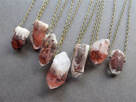 Red Phantom Quartz Necklace Hematoid Quartz Jewelry Raw Etsy