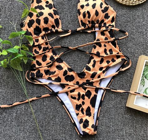 2020 New Bikini One Piece Bikini Bikini Leopard Hollow Strap One Piece Swimsuit Buy Leopard