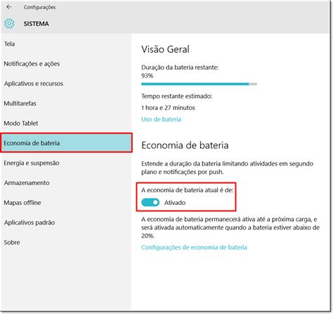 Windows 10 como aumentar a duração da bateria do notebook