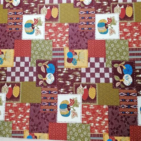 Tissu Rouge Japonais En Coton Motif Patchwork Patchiwaku Fabriqu Au