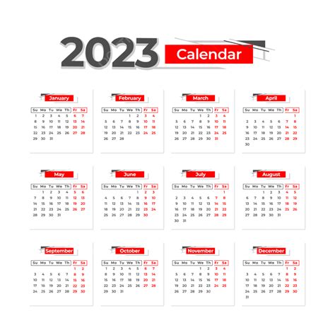 Gambar Kalender 2023 Vektor Kalender Tahun 2023 Png Dan Vektor Dengan Background Transparan