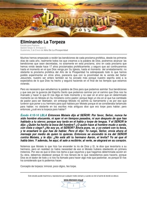 O Que Significa Torpeza Na Bíblia - Eliminando la Torpeza en el Ministerio | PDF | Moisés | Contenido bíblico