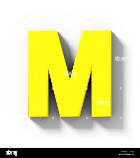 letter M 3D yellow isolated on white with shadow - orthogonal ...