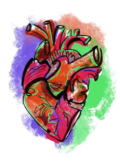 Abstract Modern Bright Anatomical Heart Isolated Organ Art Poster