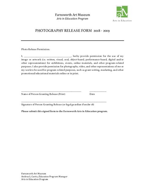 Fillable Online Photography Release Form 2018 2019 Fax Email Print