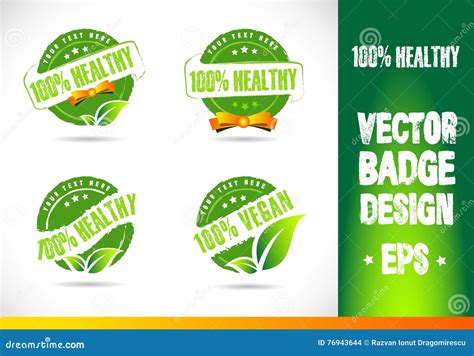 100 Healthy Badge Logo Vector Stock Vector Illustration Of Logo