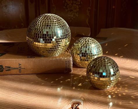 gold tabletop disco ball large disco ball retro decor shelf art