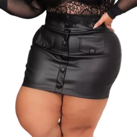 Shorts Saia Couro Plus Size Courino G1 G2 G3 Tendência Luxo