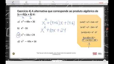 8° Ano Matemática Produtos Notáveis Revisão Youtube