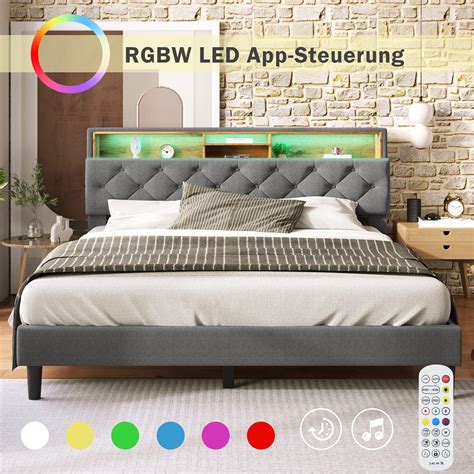 Tweepersoonsbed Met Opbergruimte En Hoofdeinde Met LED Verlichting 140