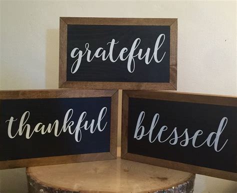 Thankful Grateful Blessed Sign Wood Sign