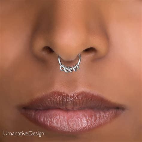 Tribal Septum Ring For Pierced Nose Septum Piercing Brass Etsy