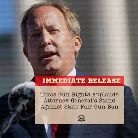 Texas Gun Rights Applauds Attorney Generals Stand Against State Fair Gun Ban Texas Gun Rights