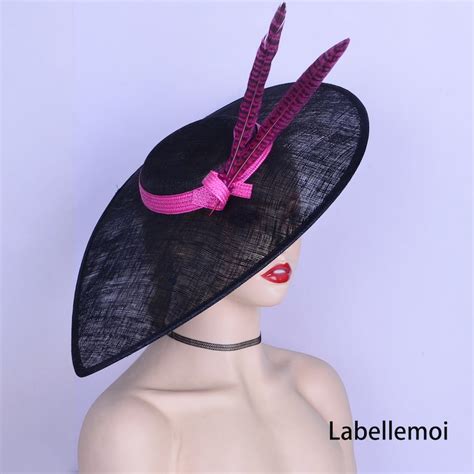 Exclusive Extra Large Black Kentucky Derby Hat Fuchsia Hot Etsy