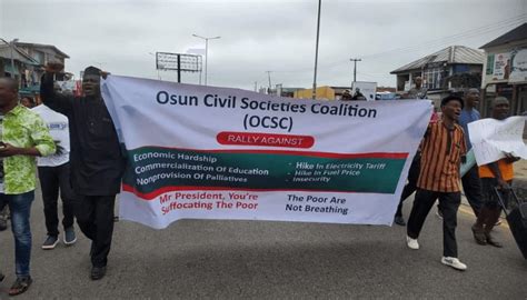 Protest In Osun Over Tinubus Petrol Subsidy Naira Policies