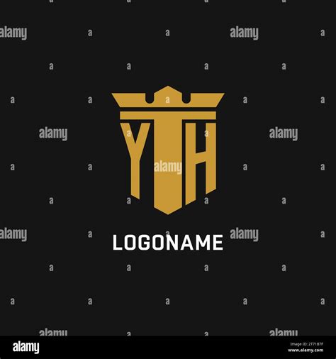 Yh Initial Logo With Shield And Crown Style Design Ideas Stock Vector