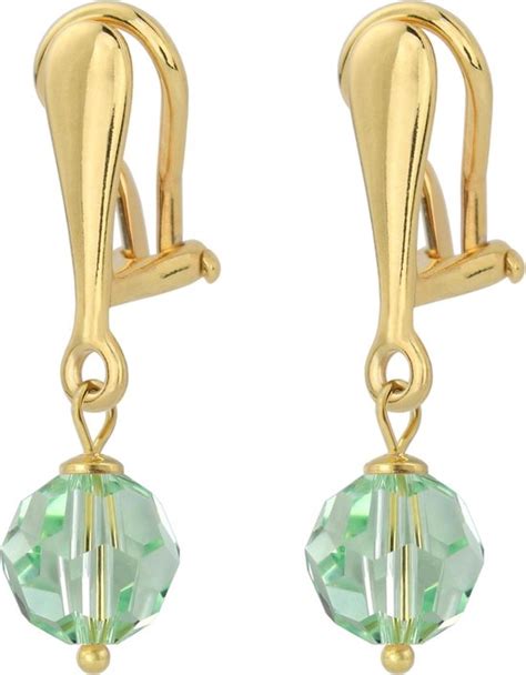 Arlizi Oorclips Swarovski Kristal Groen Sterling Zilver Verguld