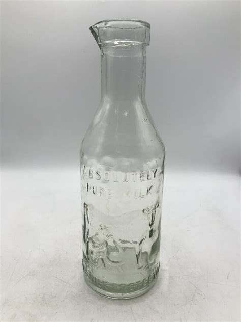 Ancienne Bouteille En Verre De Lait Absolutely Pure Milk Ressourcerie